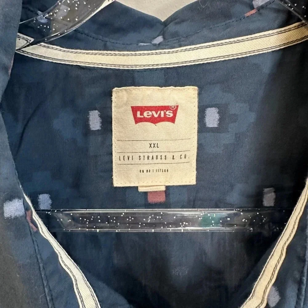 Levi's Blue Geometric Print Short Sleeve‎ Button Up